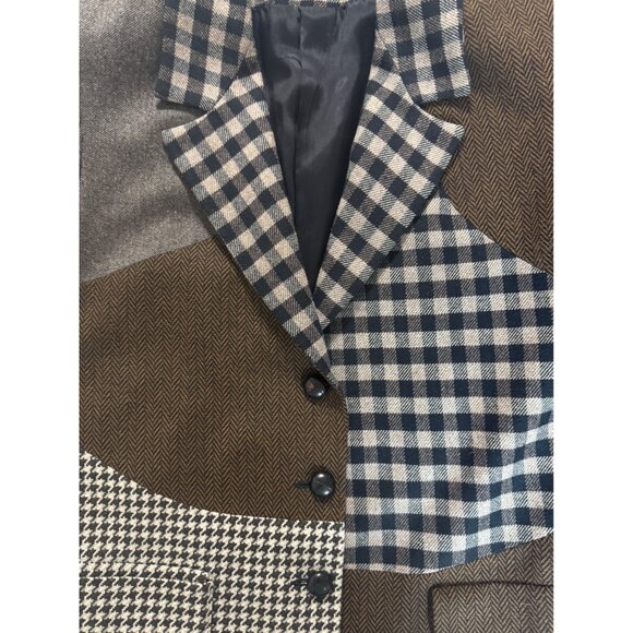 Vintage 90s NINETY Patchwork Wool Blazer – Statement Jacket Size 10 - Picture 4 of 14